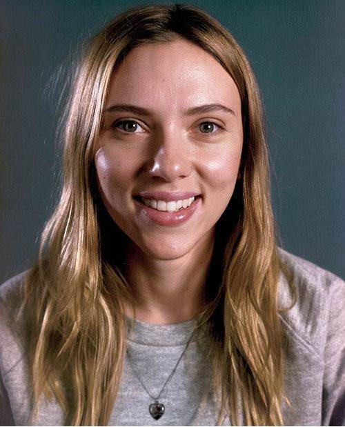 Scarlett Johansson with no makeup for Vanity Fair.