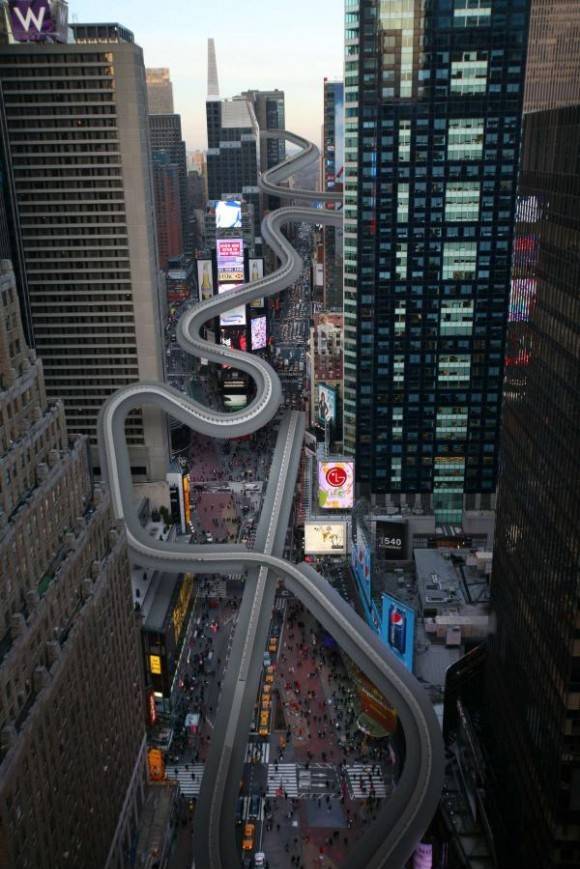 If the Olympic Luge were set up in Times Square, NYC