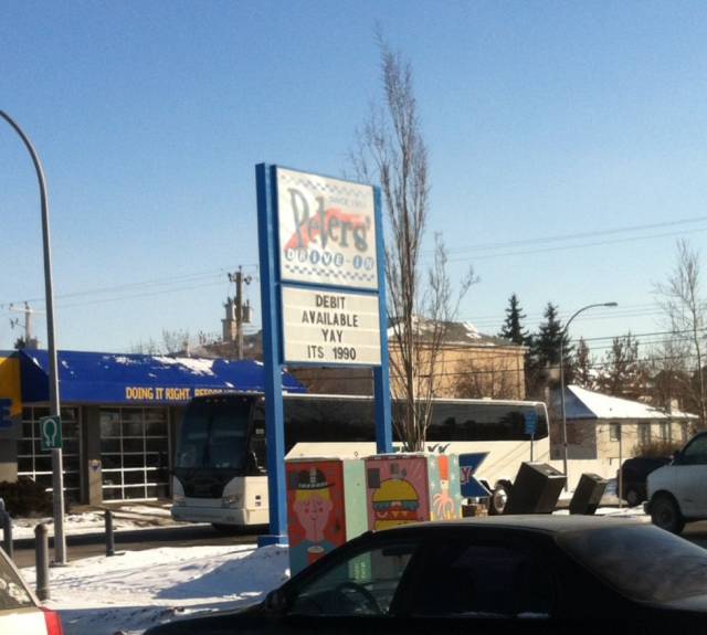 A local burger joint finally got debit.