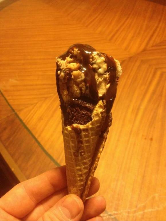 During a rare moment of late night genius I decided to cook brownies inside of waffle cones