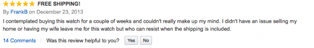 Was looking at expensive watches on Amazon and saw this review