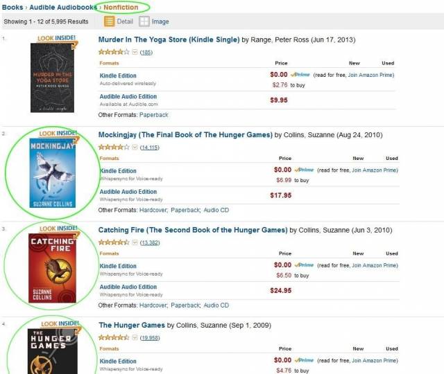 Browsing the top 10 NONFICTION audiobooks at Amazon.com when...