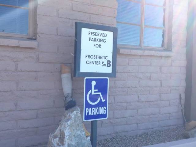 A prosthetic center w/ a sense of humor