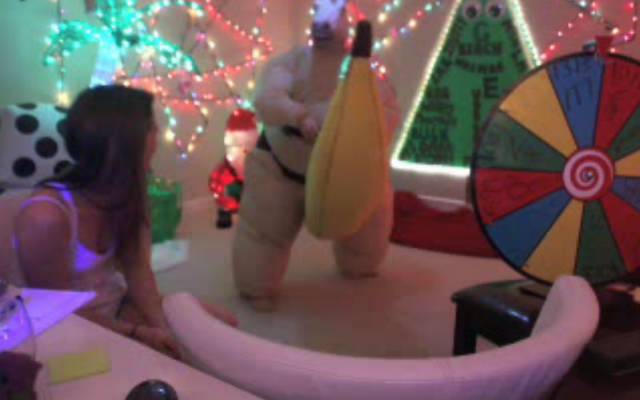 I don't know what's weirder the sumo or the banana.