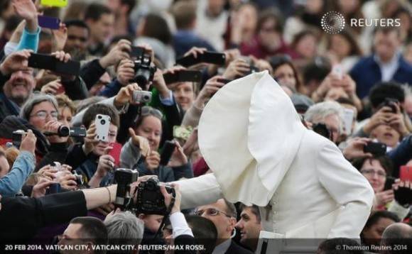It seems the Pope has been chewing on his stitches.