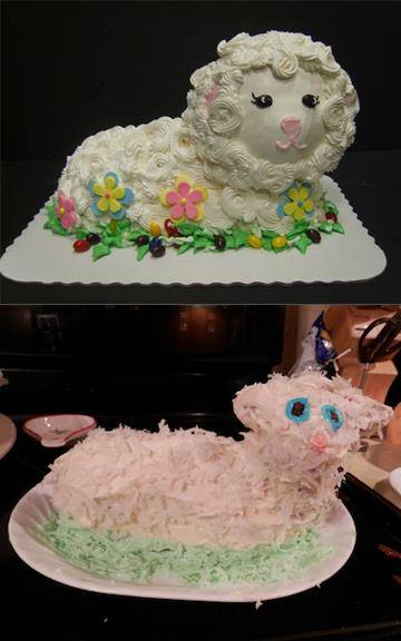 My friend tried to replicate this cute little lamb cake. What she got was perfection.