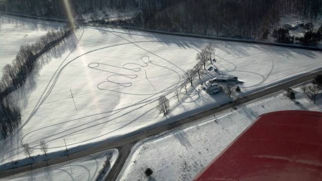 Went flying with a friend, saw this in a field. Obviously this guy was trying to tell me something.