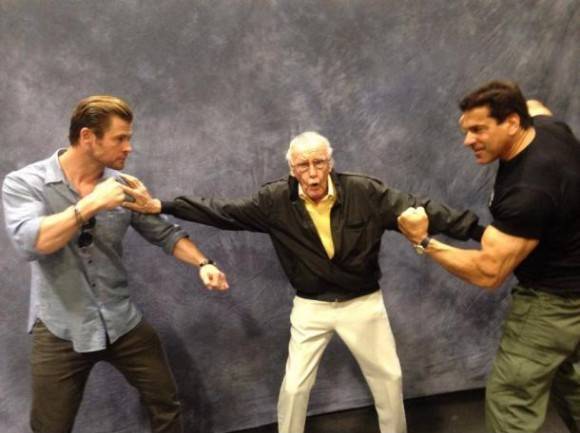 This was just posted on Lou Ferrigno's facebook page. Stan Lee with Thor and the Hulk