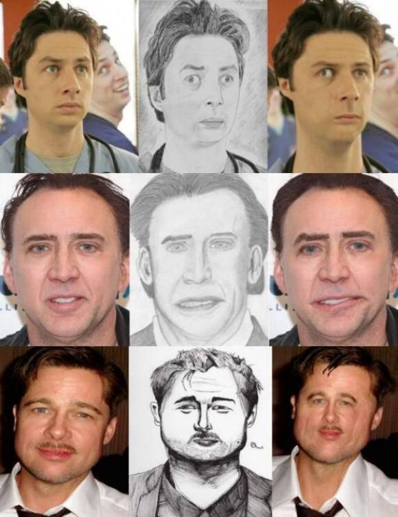 What some celebrities would look like if they resembled their worst fan art.
