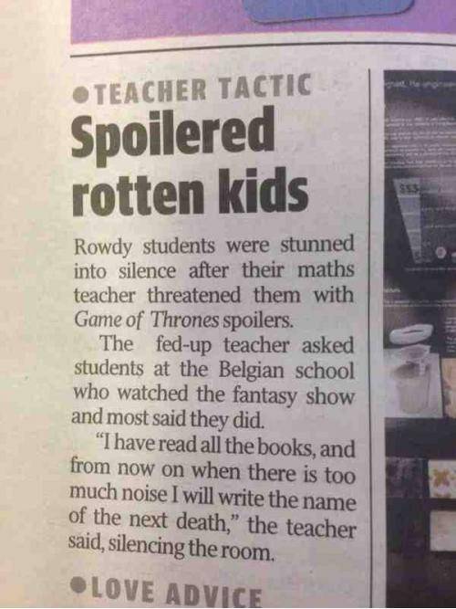 Silencing the classroom: Game of Thrones style