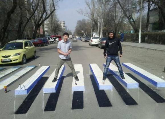 Cool crosswalk design in Kyrgyzstan.