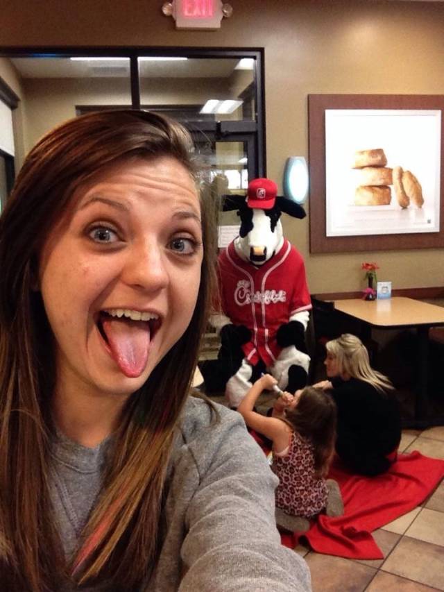 I was excited the cow was there & noticed the kid AFTER I took the picture