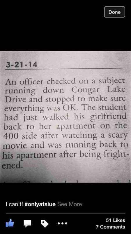 Facebook IntegrationActual police report from my university.
