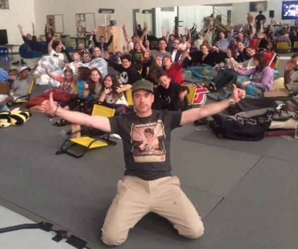 RDJ invited a bunch of kids over to watch Captain America 2 on his bday (yesterday) – so awesome