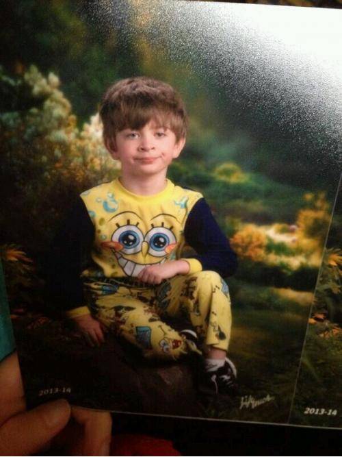 Friend’s mom mixed up pajama day and picture day. He was not pleased.