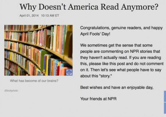NPR’s April Fools Prank. Best one I’ve seen in a while.