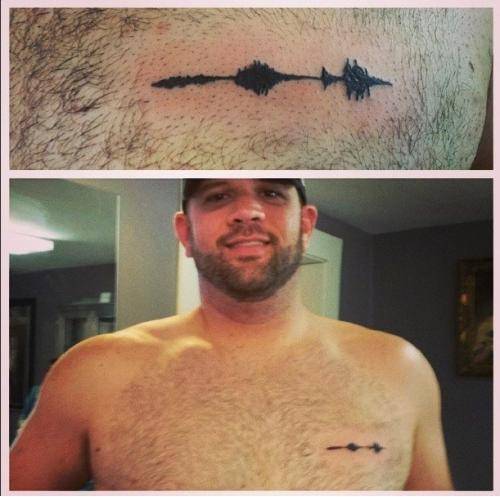 This popped up on my news feed. This guy lost his sons to SIDS last year, so he has a wave frame of his sons laugh on his heart.