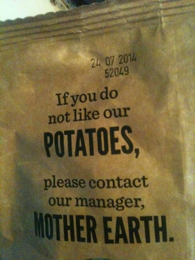 This bag of chips is being a real eco-douche