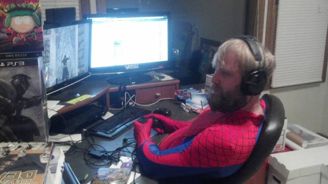 I just walked into my husband's office to find him like this.