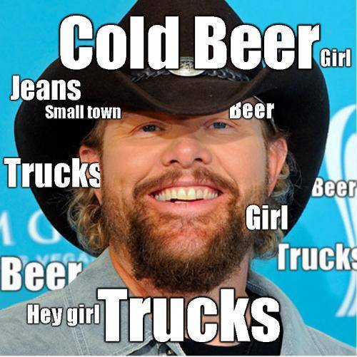 When my girlfriend plays country music in the car, I always think of this.