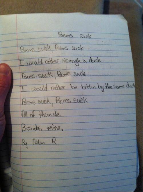 My 10 year old has to write a poem for hw. I’m going to allow this.