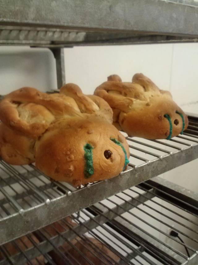 My friend's bakery was making Easter bunnies with M&M centers. Never have I seen such horror