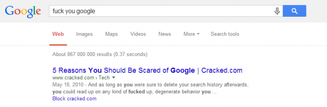 Passive aggressive search results