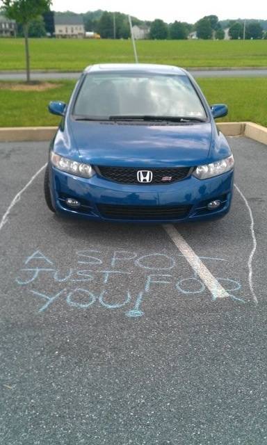 I'm going to start keeping chalk in my car for occasions like this