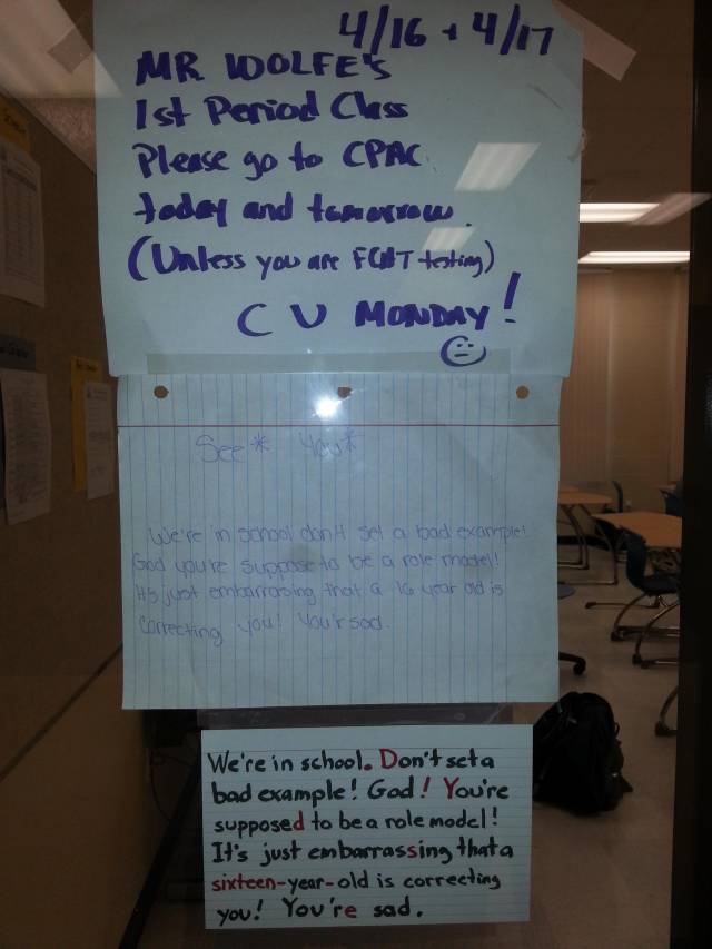 My English teachers response to a grammar nazi.