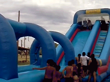Fat man on a blow up water slide, WCGW?