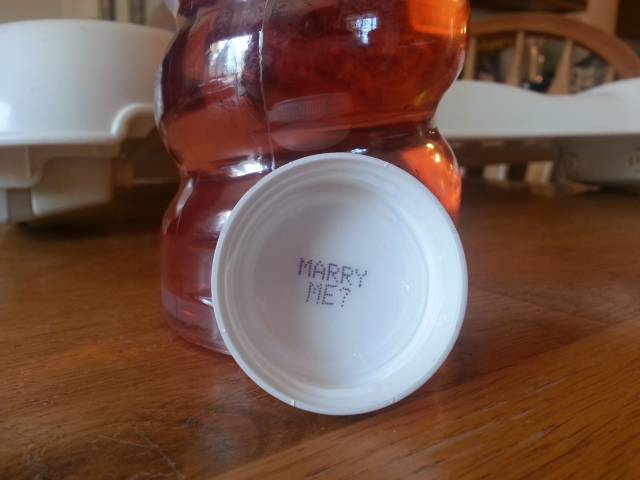 Bought my girlfriend a Sobe. She opened it and said yes. I didn't plan this.