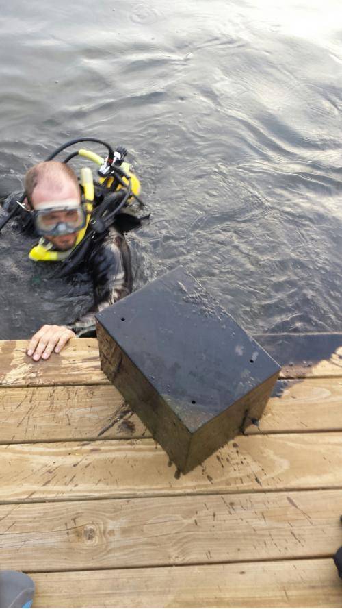 Landed on something hard off of my Aunt's dock and found this. Yes, it is a safe...and yes it is locked.