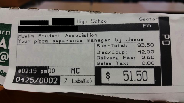 So my school's Muslim Student Association ordered some pizza...