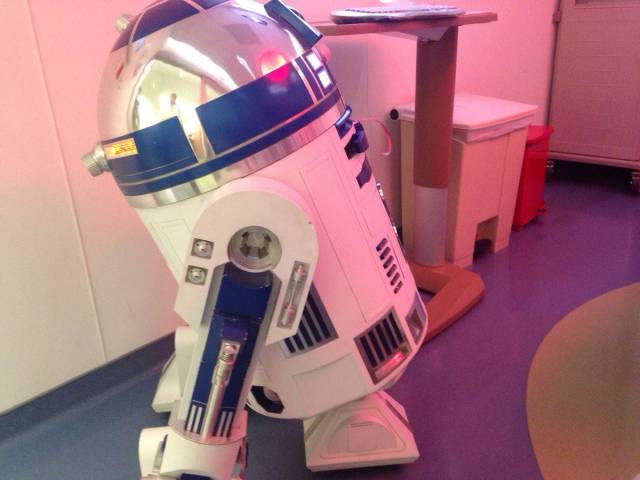 So I'm at the hospital with my sick daughter, and suddenly look who walks in.... She wasn't amazed at all.