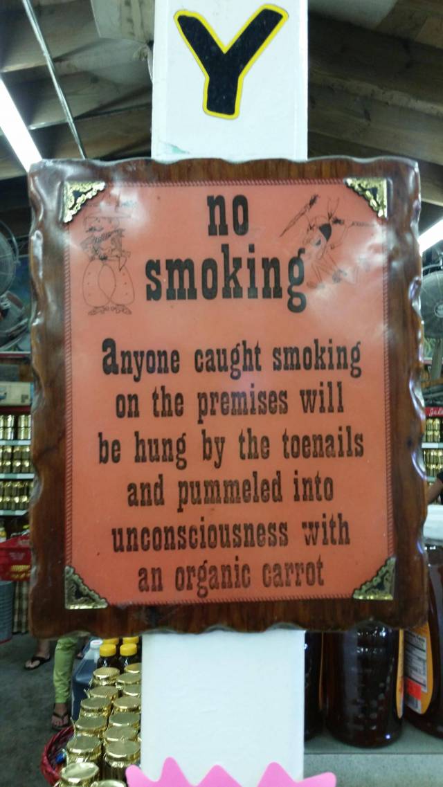 I work at a fruit stand that has a very strict no smoking policy