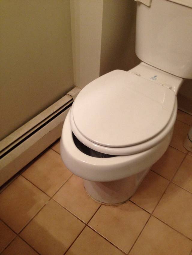 My buddy's toilet has a pretty bad underbite.