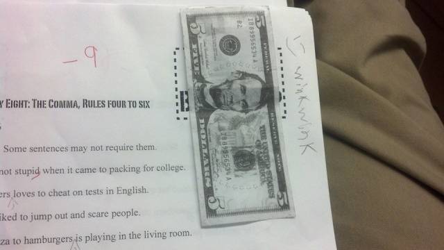 My friend is an elementary school teacher who received this test back for grading.