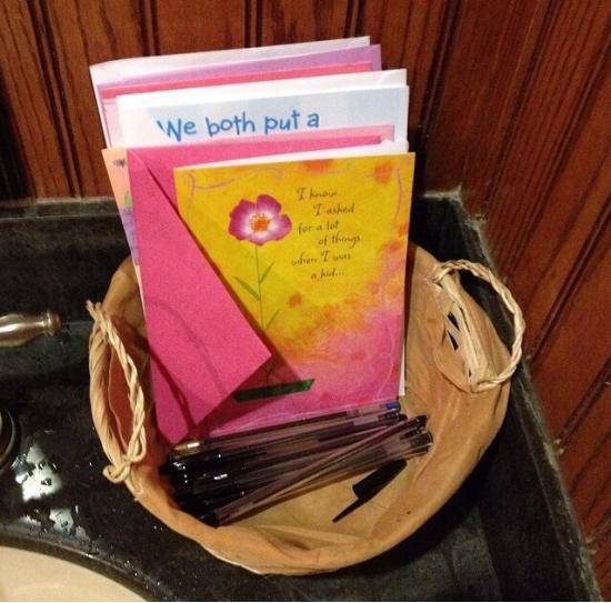 Applebee’s has emergency Mother’s Day cards in the men’s room