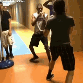 I love how the kid in the background just throws his hands up and walks away