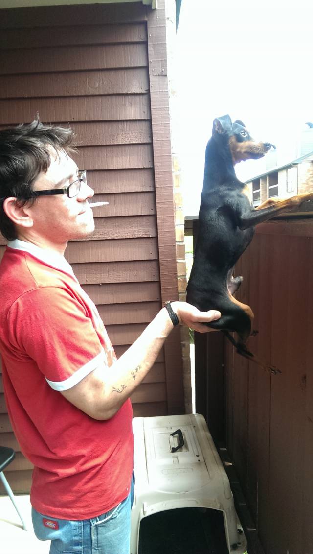 Oliver hates not being able to see what's going on in our complex