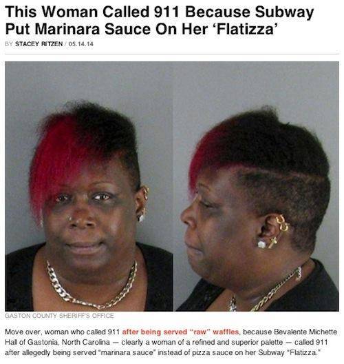 Yeah Subway...the marinara sauce clearly only goes on her head!