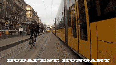 Cycling in Budapest, Hungary.