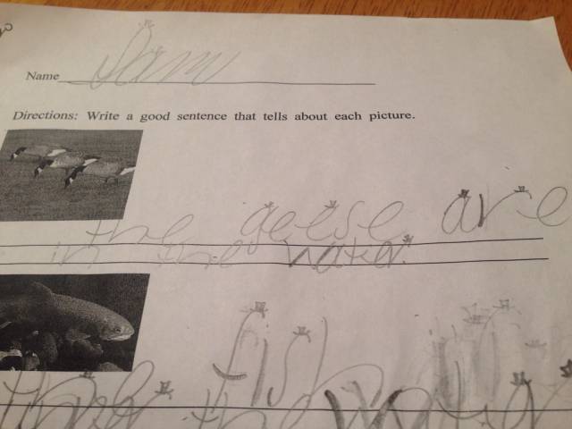So my little cousin likes putting top hats on her letters