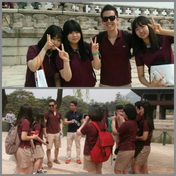 Visited Korea and coincidentally wore the same outfit as an all-girls school uniform.