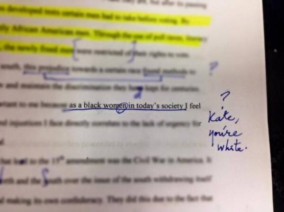 My friend got this written on her essay yesterday.