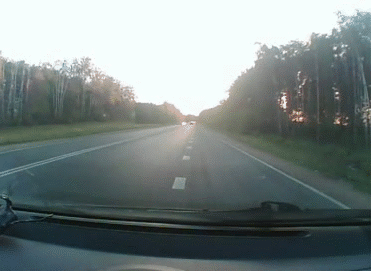 Driver Pushes Police Car off Road in Russia.