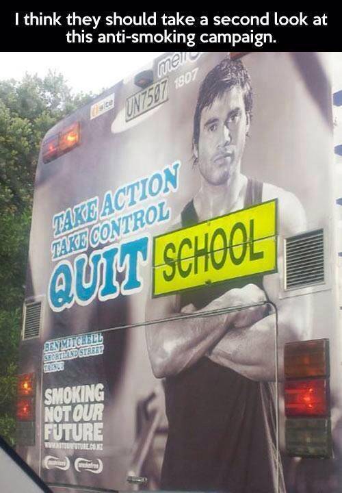 Funny anti-smoking advert on a bus in New Zealand