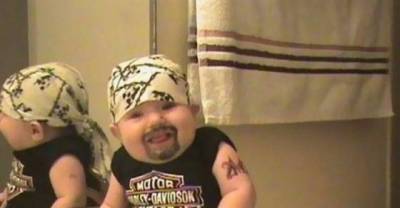 When You Draw Angry Eyebrows On Kids..  It's Impossible To Not Laugh!