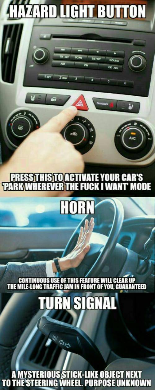Car feature guide for assh*les