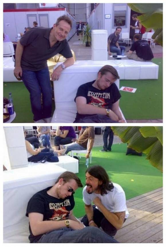 Knocked out drunk guy misses chance to meet Dave Grohl and John Paul Jones